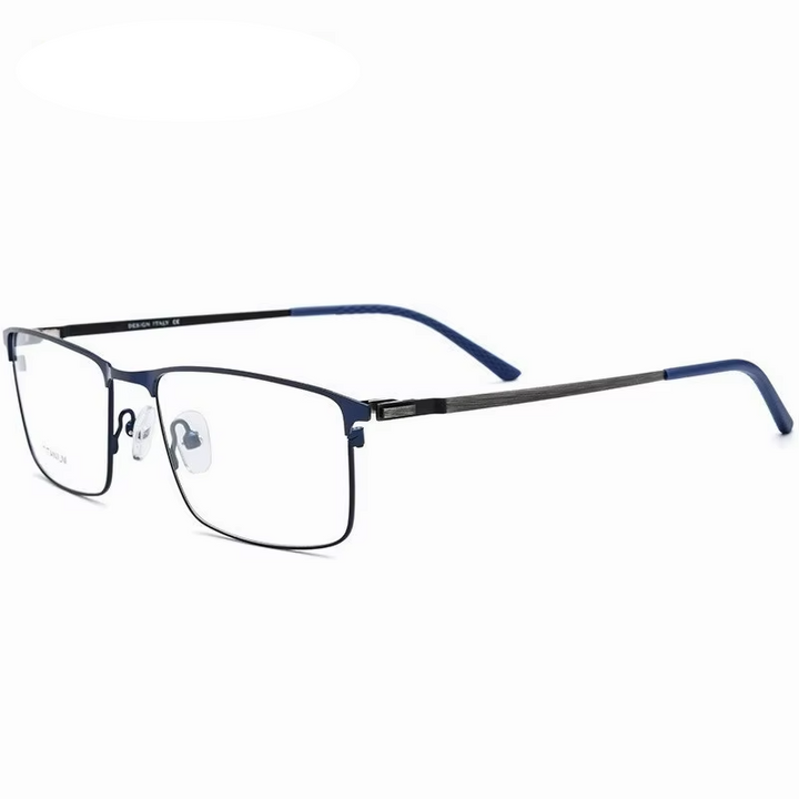 Eleccion Men's Full Rim Square Titanium Alloy Eyeglasses 499847 Full Rim Eleccion Blue