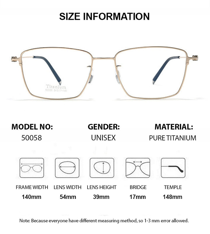 Chashma Ottica Mens Full Rim Square Titanium Eyeglasses 750058 — view 1 | Chashma Ottica at FuzWeb