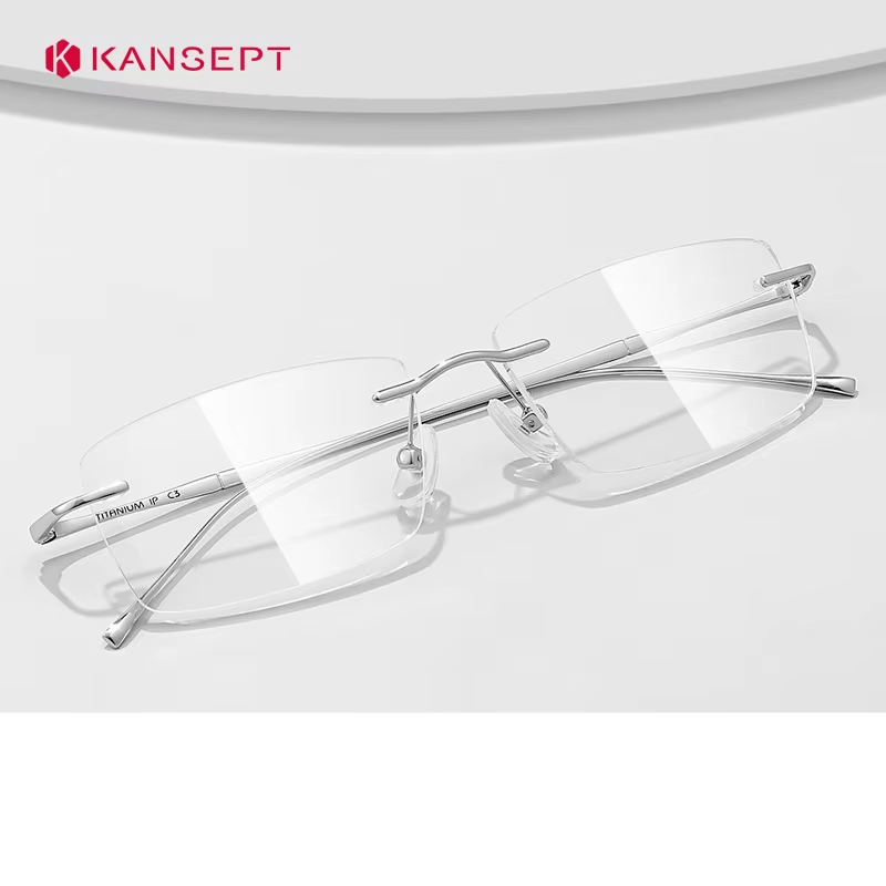 Kansept Women's Rimless Square Titanium Reading Glasses 742632 Reading Glasses Kansept