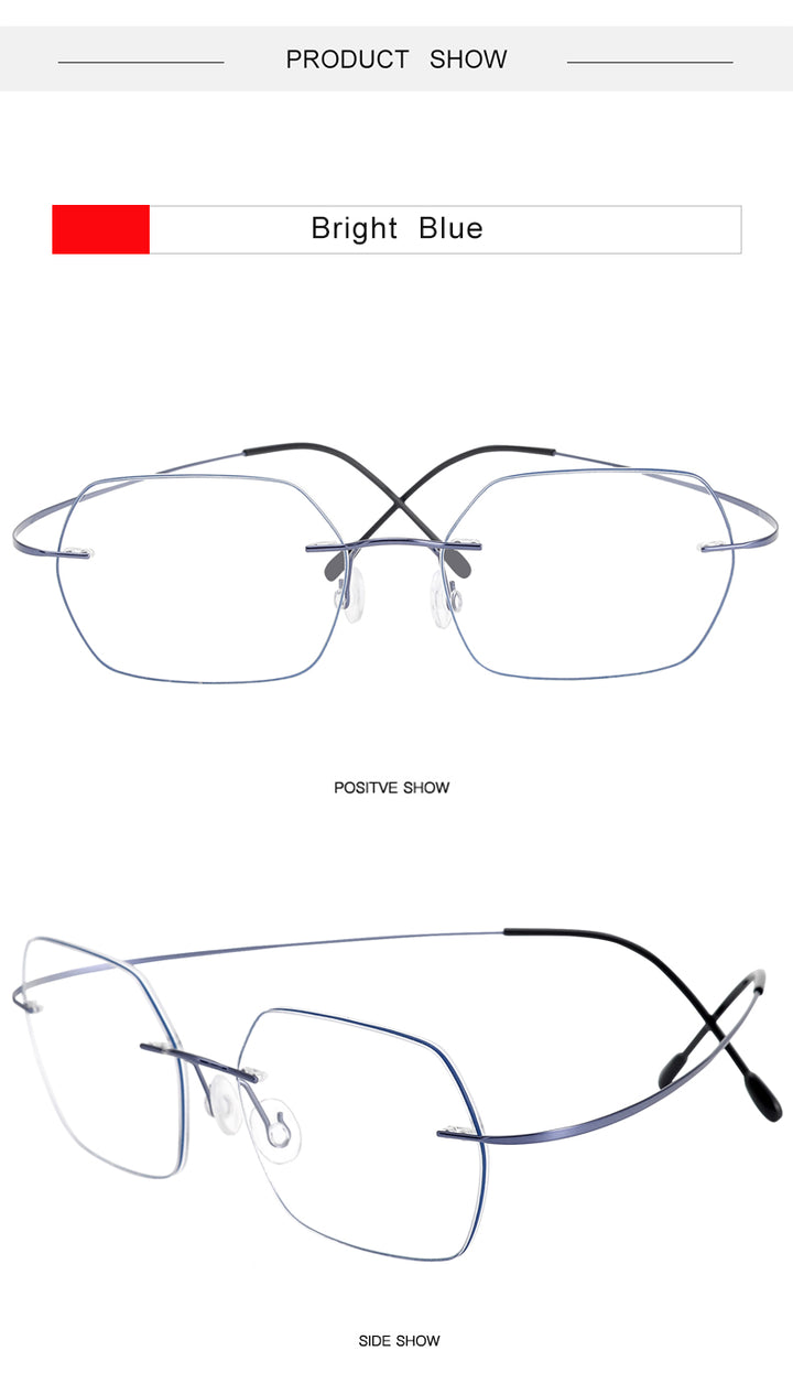 Krasivyy Unisex Rimless Hexagon Titanium Eyeglasses 36018.