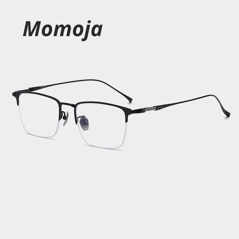 Momoja Unisex Semi Rim Big Brow Line Square Titanium Eyeglasses 729011