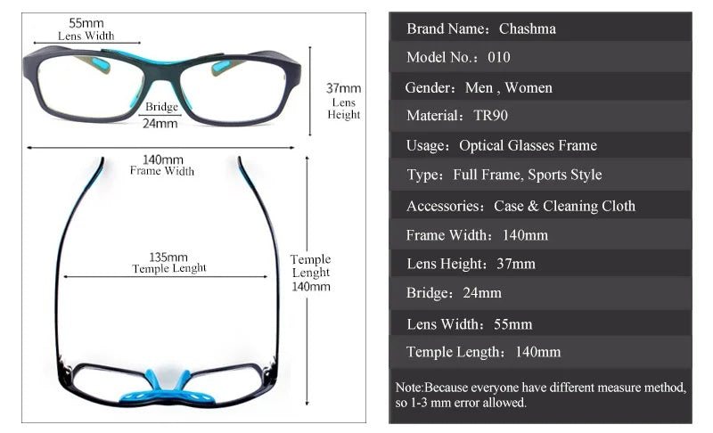 Chashma Ottica Unisex Full Rim Square Tr 90 Titanim Sport Goggle Eyeglasses 010 — view 19 | Chashma Ottica at FuzWeb