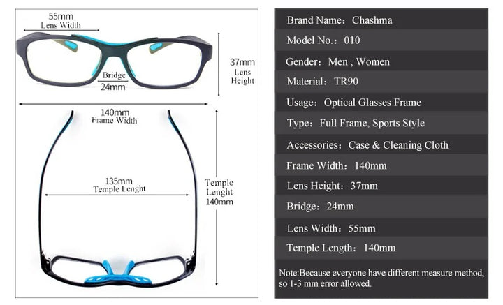 Chashma Ottica Unisex Full Rim Square Tr 90 Titanim Sport Goggle Eyeglasses 010 — view 19 | Chashma Ottica at FuzWeb