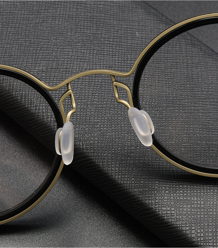 Kocolior Unisex Full Rim Round Alloy Acetate Hyperopic Reading Glasses 2203 — view 3 | Kocolior at FuzWeb