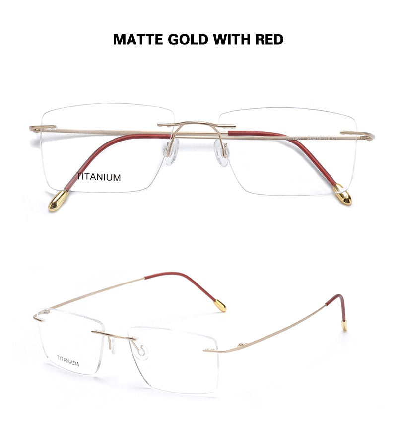 Chashma Ochki Unisex Rimless Square Titanium Eyeglasses 16011.