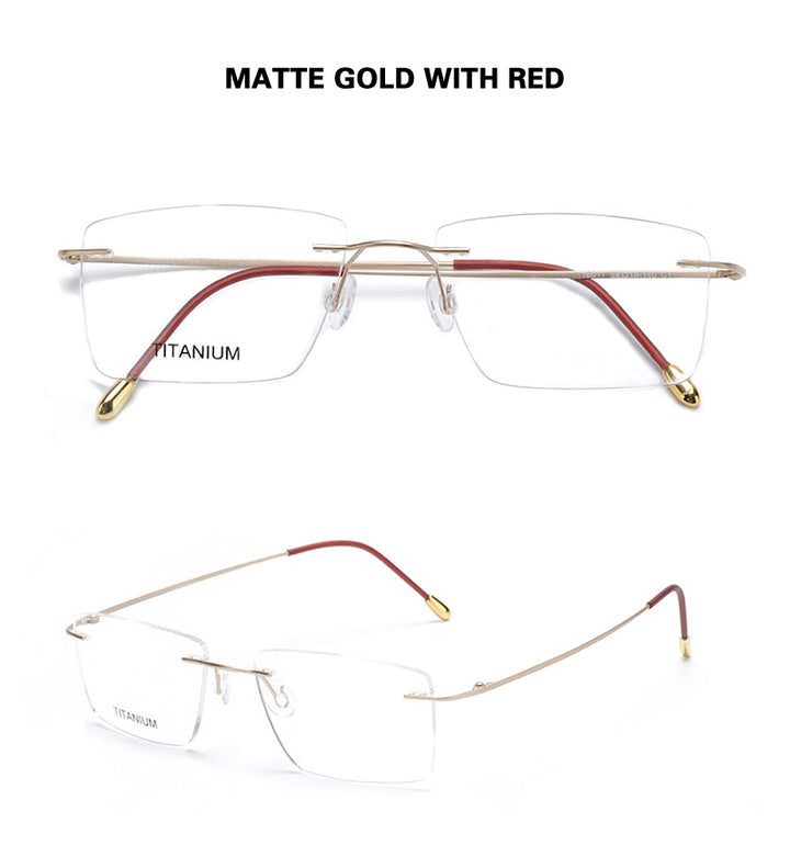 Chashma Ochki Unisex Rimless Square Titanium Eyeglasses 16011.