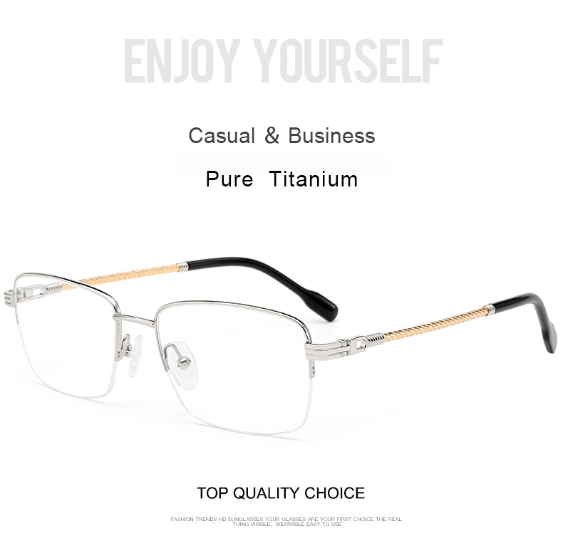 Krasivyy Unisex Semi Rim Square Titanium Eyeglasses 425031 — view 1 | Krasivyy at FuzWeb