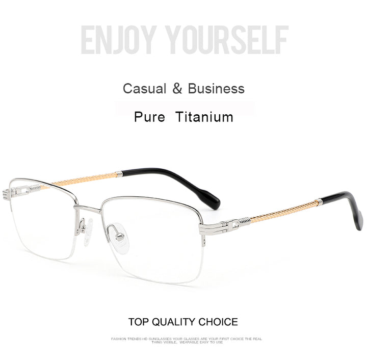 Krasivyy Unisex Semi Rim Square Titanium Eyeglasses 425031 — view 1 | Krasivyy at FuzWeb