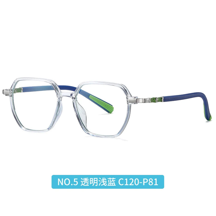 Vicky Youth Unisex Full Rim Polygonal Tr 90 Titanium Eyeglasses 5127.