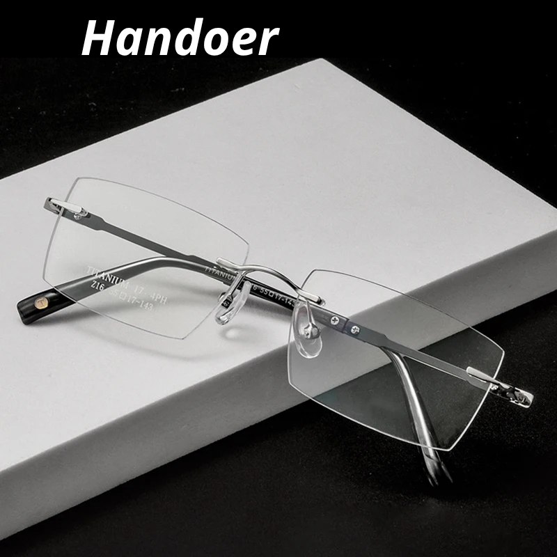 Handoer Women's Rimless Polygon Square Titanium Eyeglasses 396116