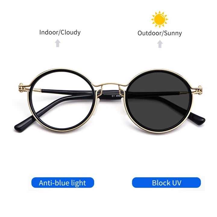Kocolior Unisex Full Rim Round Alloy Acetate Hyperopic Reading Glasses 2203 — view 4 | Kocolior at FuzWeb