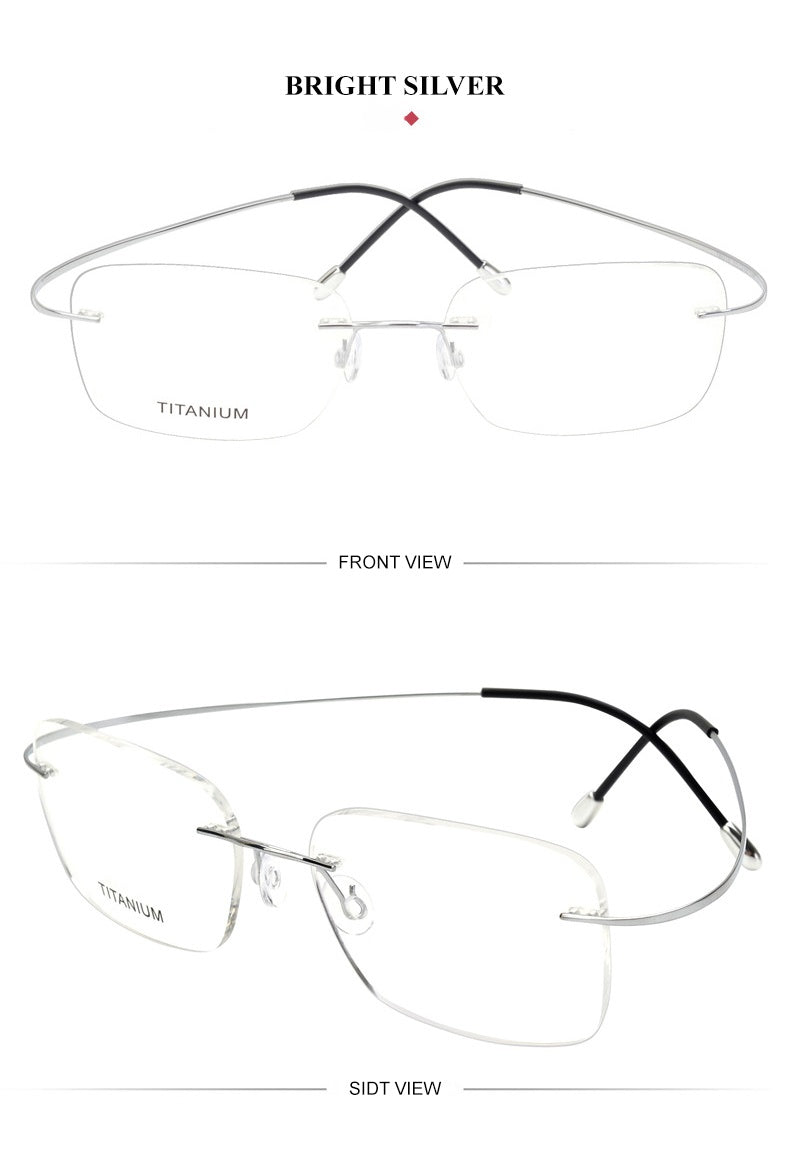 Chashma Unisex Rimless Polygon Square Titanium Eyeglasses 816016.