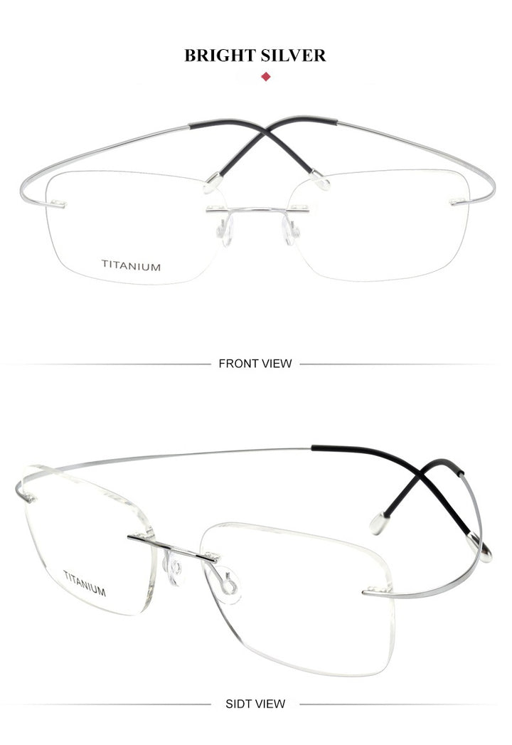 Chashma Unisex Rimless Polygon Square Titanium Eyeglasses 816016.
