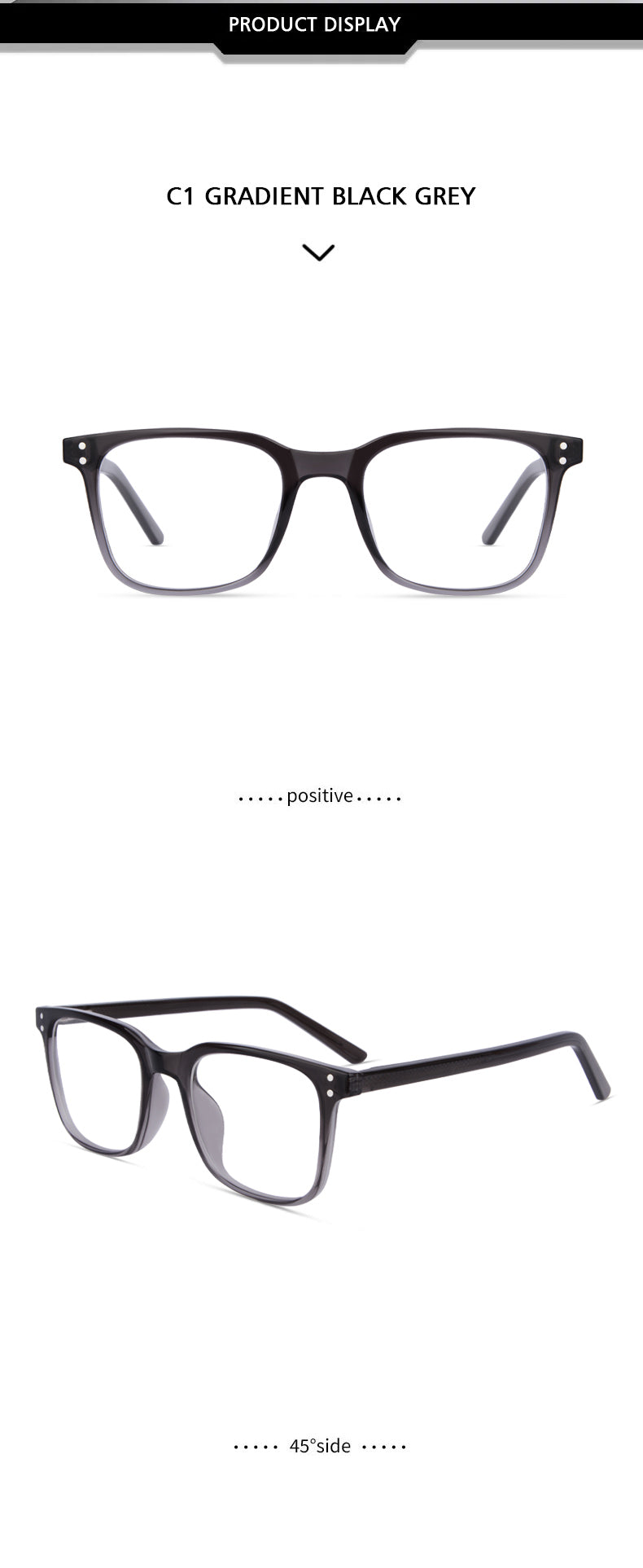 Kansept Unisex Full Rim Square Tr 90 Alloy Reading Glasses 25007.
