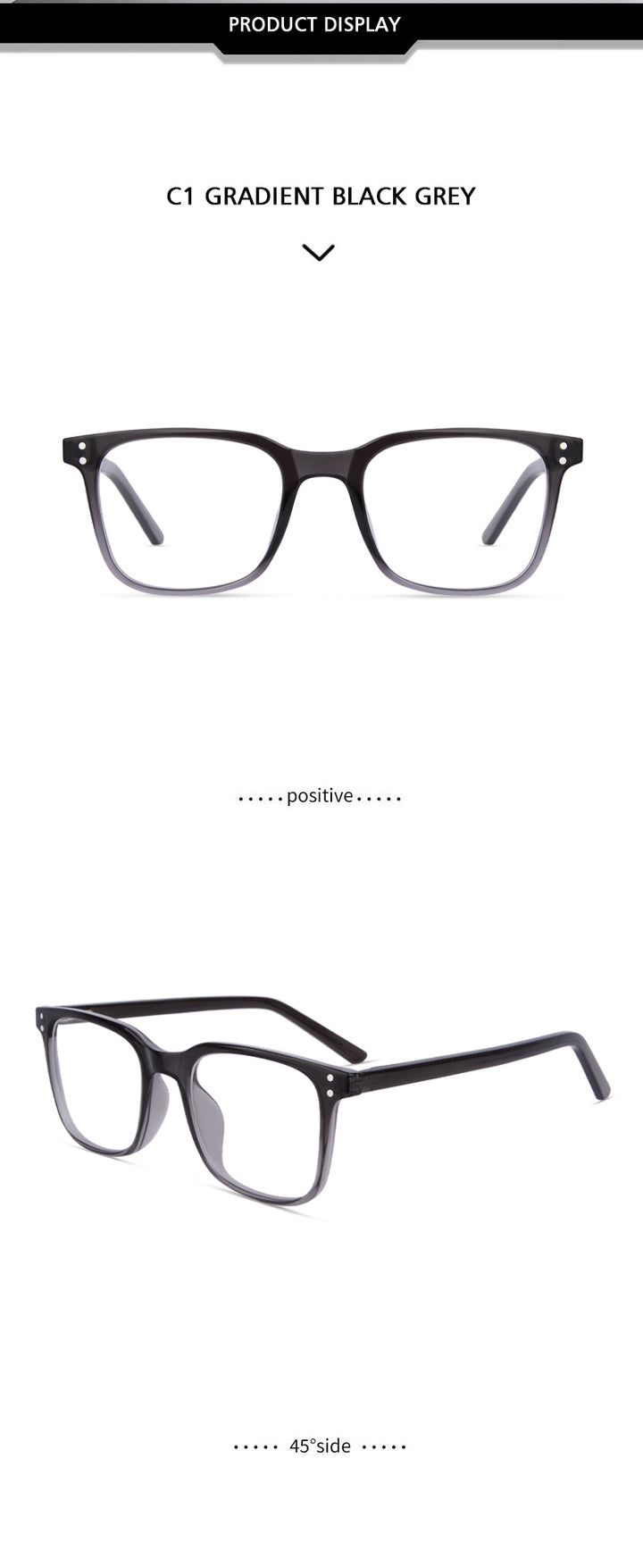 Kansept Unisex Full Rim Square Tr 90 Alloy Reading Glasses 25007.