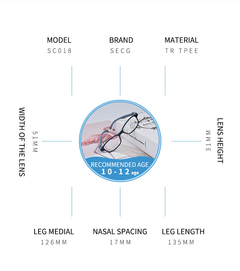 Secg Unisex Youth Full Rim Square Tr 90 Silicone Eyeglasses 3018.