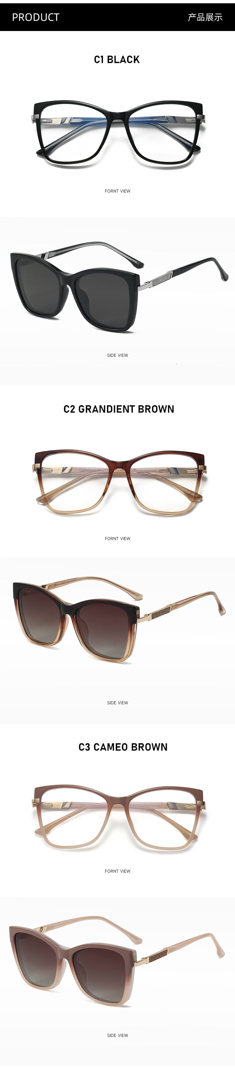Kansept Womens Full Rim Square Tr 90 Alloy Eyeglasses Clip On Sunglasses 786003 — view 2 | Kansept at FuzWeb