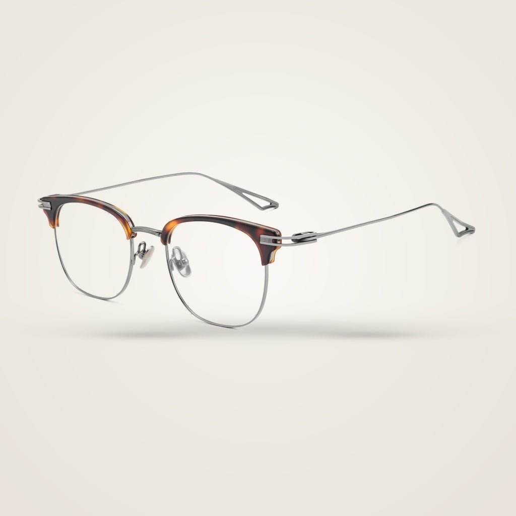 Bclear Unisex Half Rim Square TR90 Titanium Eyeglasses 80915P — view 2 | Bclear at FuzWeb
