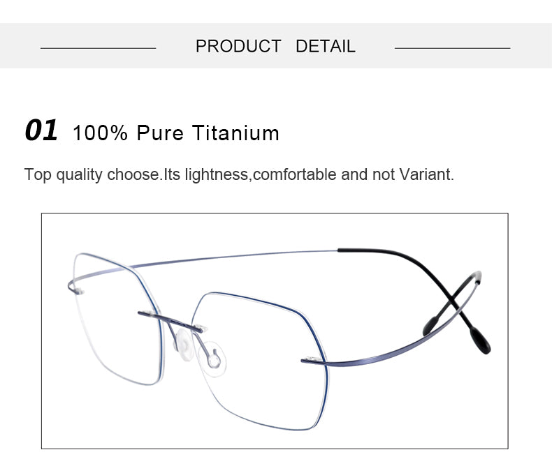 Krasivyy Unisex Rimless Hexagon Titanium Eyeglasses 36018.