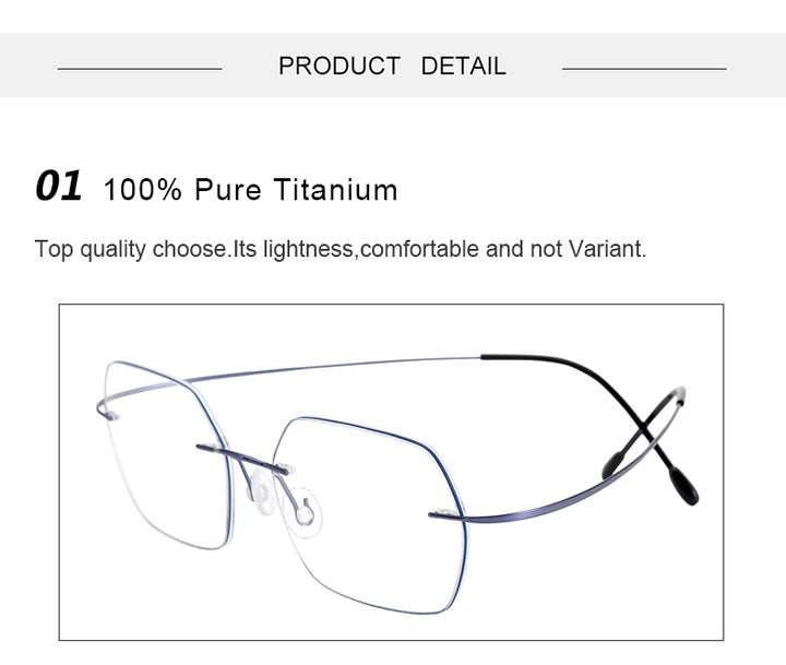 Krasivyy Unisex Rimless Hexagon Titanium Eyeglasses 36018.