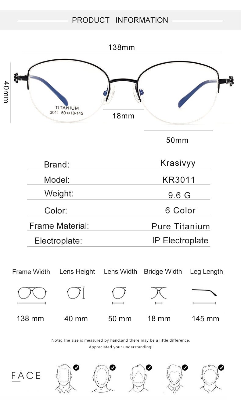 Krasivyy Womens Semi Rim Oval Square Titanium Eyeglasses 63011 — view 1 | Krasivyy at FuzWeb