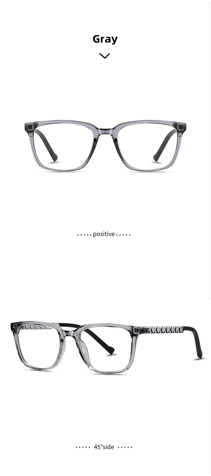 Kocolior Unisex Full Rim Square Acetate Alloy Reading Glasses 70017.