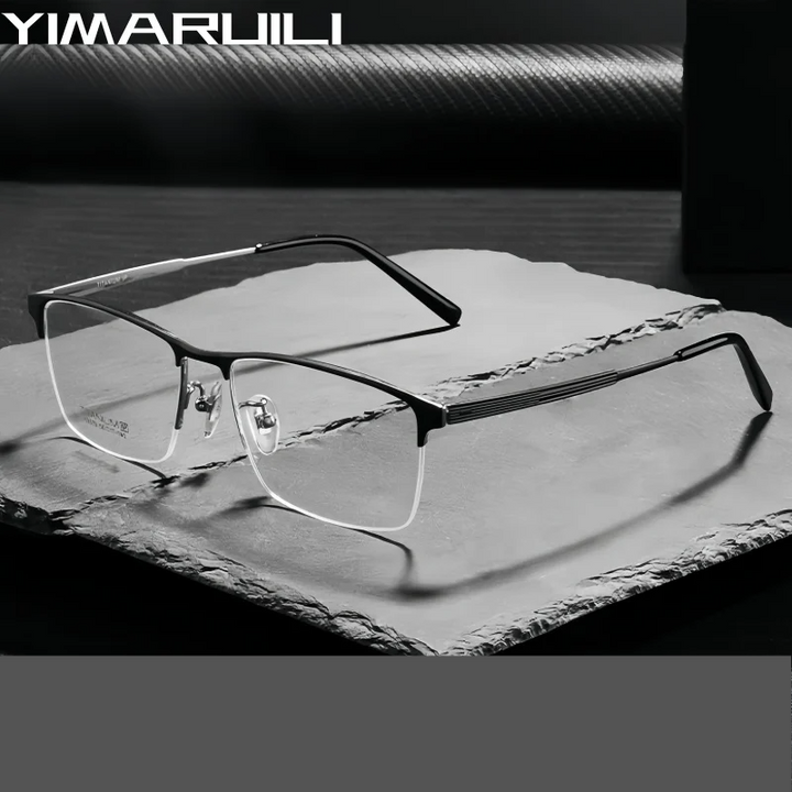 Yimaruili Men's Semi Rim Square Titanium Eyeglasses 89579