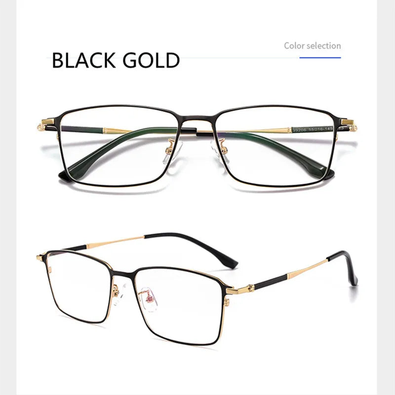 Kocolior Unisex Full Rim Square Titanium Alloy Hyperopic Reading Glasses 39206.