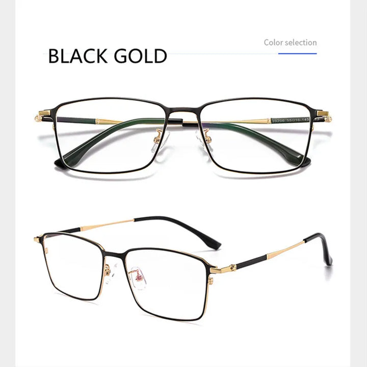 Kocolior Unisex Full Rim Square Titanium Alloy Hyperopic Reading Glasses 39206.