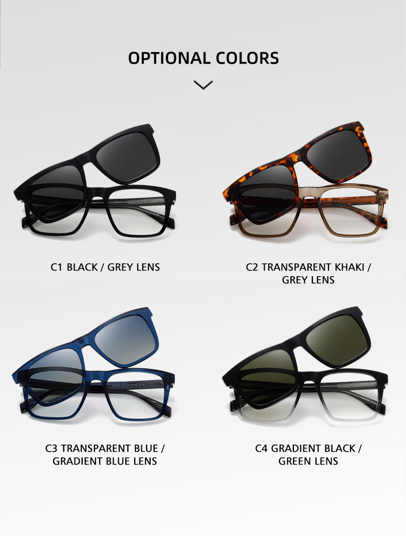 Kansept Unisex Full Rim Square Tr 90 Alloy Reading Glasses Clip On Sunglasses 34202 — view 4 | Kansept at FuzWeb