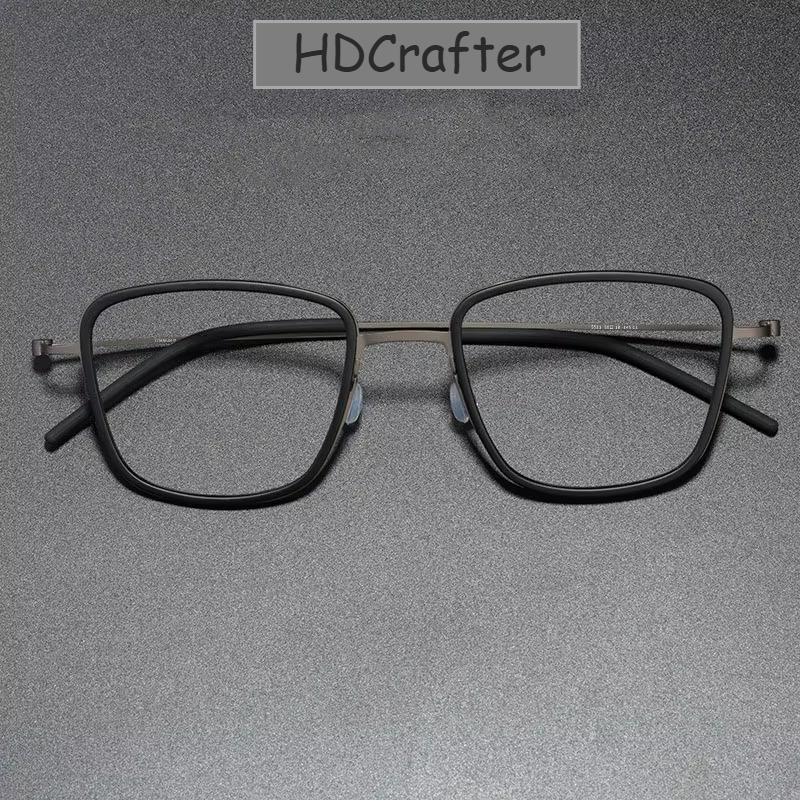 Hdcrafter Unisex Full Rim Polygon Square Tr 90 Titanium Eyeglasses 425510