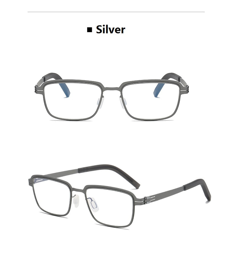 Bobbie Unisex Full Rim Square Screwless Steel Acetate Eyeglasses 165038.