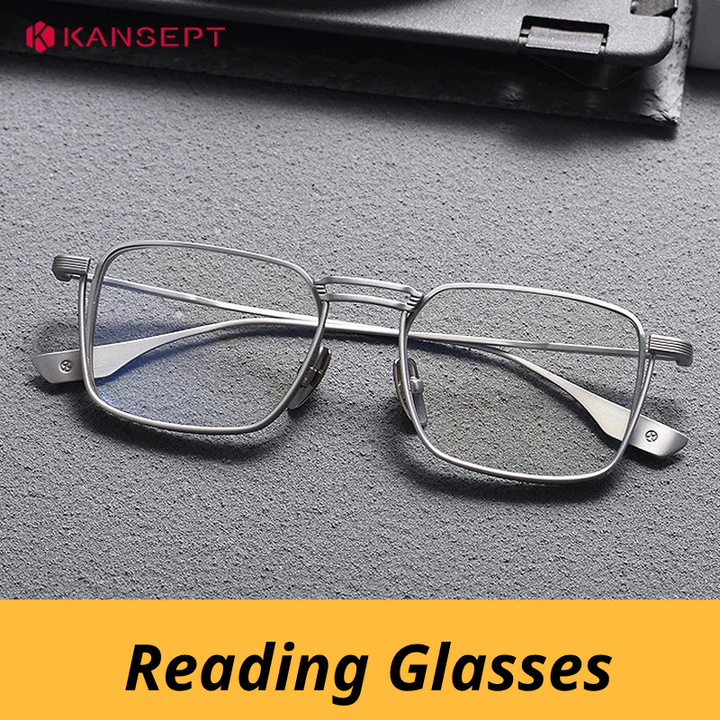 Kansept Unisex Full Rim Square Double Bridge Titanium Reading Glasses 628125
