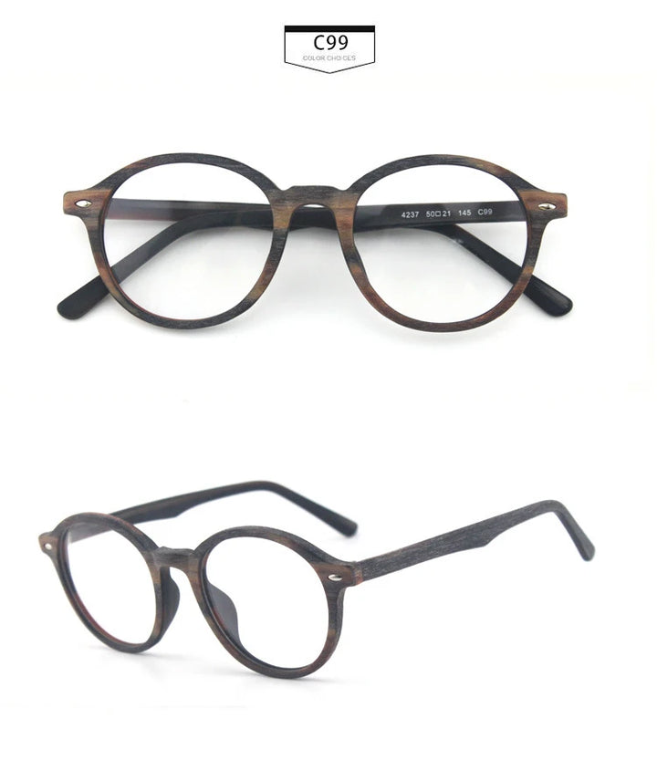 Hdcrafter Unisex Full Rim Round Oval Wood Metal Frame Eyeglasses 4237 — view 24 | Hdcrafter Eyeglasses at FuzWeb