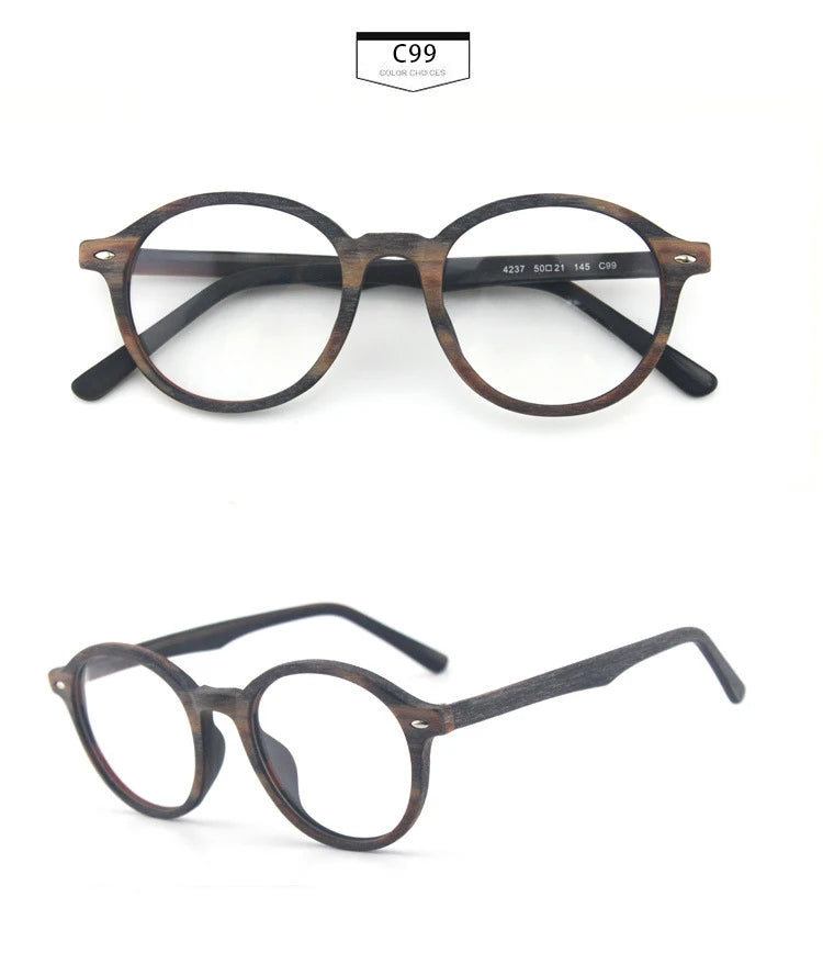Hdcrafter Unisex Full Rim Round Oval Wood Metal Frame Eyeglasses 4237 — view 24 | Hdcrafter Eyeglasses at FuzWeb
