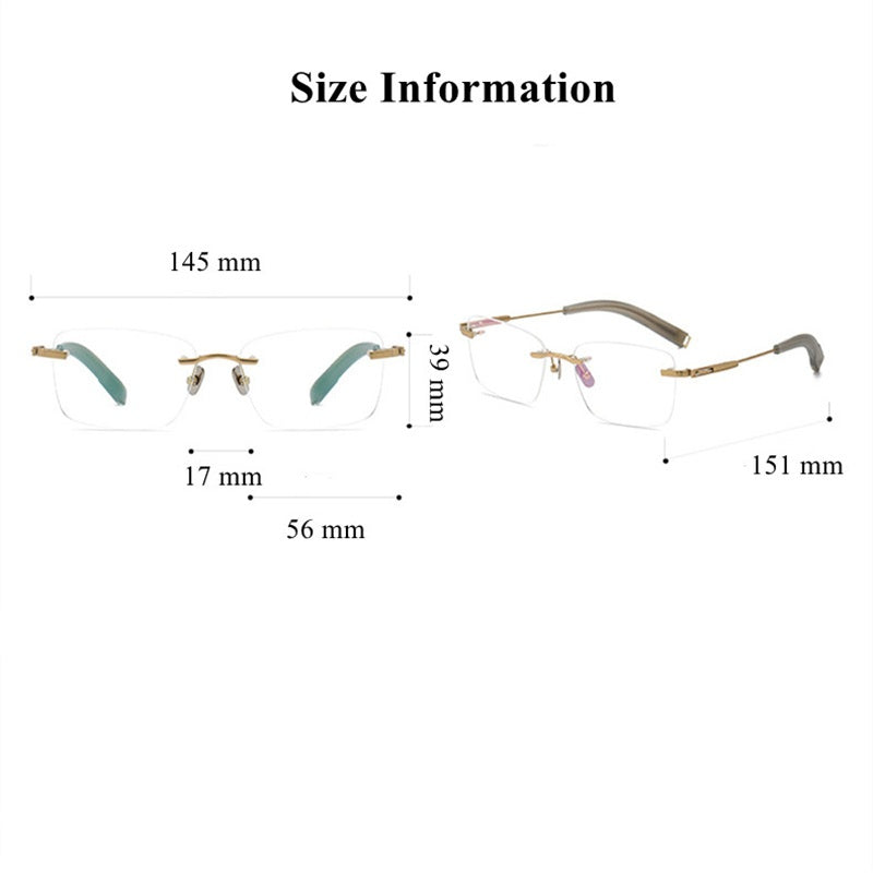 Chashma Ottica Mens Rimless Square Titanium Eyeglasses 808146 — view 1 | Chashma Ottica at FuzWeb