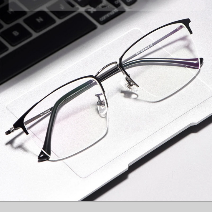 Hotochki Women's Semi Rim Square Titanium Eyeglasses 80174