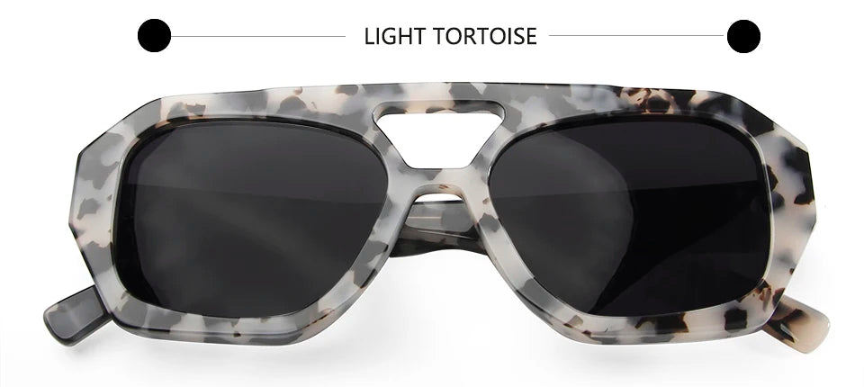 Esnbie Unisex Full Rim Square Double Bridge Acetate Sunglasses 230381.