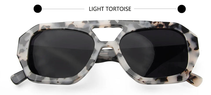 Esnbie Unisex Full Rim Square Double Bridge Acetate Sunglasses 230381.