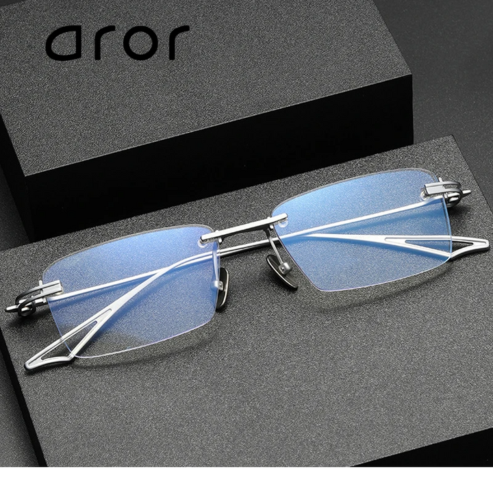 Aror Unisex Rimless Polygon Square Titanium Eyeglasses 622197