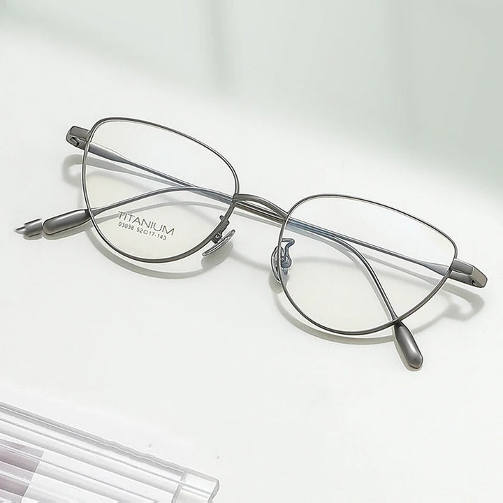 Chashma Ochki Womens Full Rim Oval Cat Eye Titanium Eyeglasses 603038 — view 1 | Chashma Ochki at FuzWeb