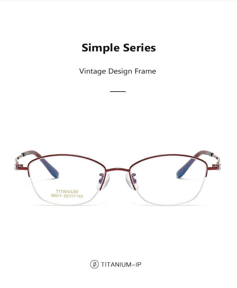 Oveliness Women's Semi Rim Oval Square Titanium Eyeglasses 6017.