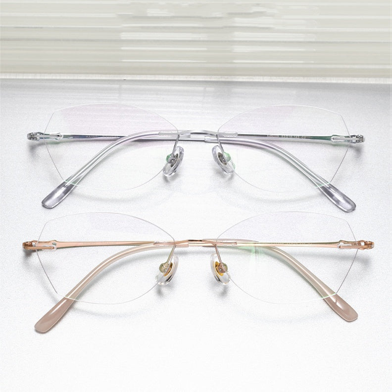 Chashma Ottica Womens Rimless Butterfly Titanium Eyeglasses 416009 — view 2 | Chashma Ottica at FuzWeb