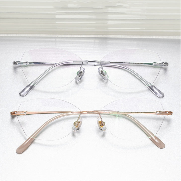Chashma Ochki Womens Rimless Polygon Oval Titanium Eyeglasses 886009 — view 2 | Chashma Ochki at FuzWeb