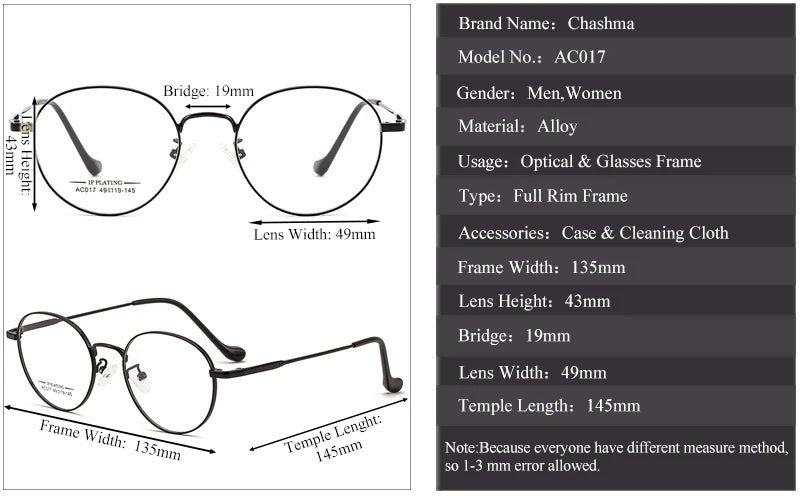 Chashma Ottica Unisex Full Rim Oval Stainless Steel Eyeglasses A017 — view 14 | Chashma Ottica at FuzWeb