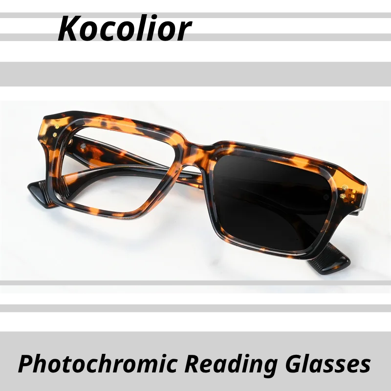 Kocolior Unisex Full Rim Square Alloy Tr 90 Photochromic Reading Glasses 642459