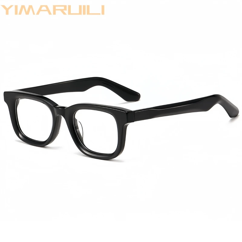 Yimaruili Unisex Full Rim Square Thick Acetate Alloy Eyeglasses 422127