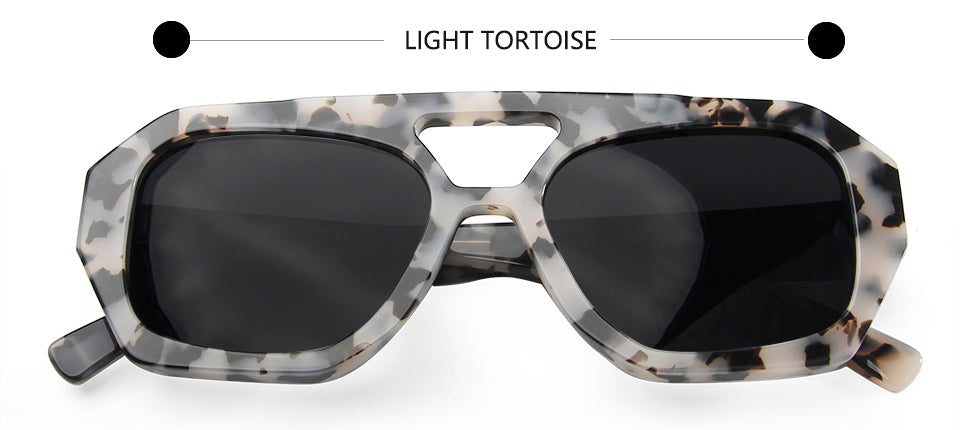 Esnbie Unisex Full Rim Square Double Bridge Acetate Sunglasses 230381 — view 2 | Esnbie at FuzWeb