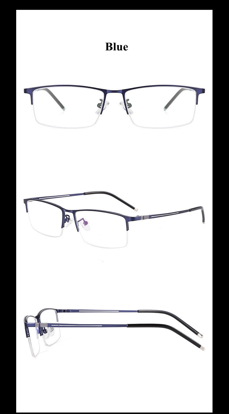 Chashma Ochki Mens Semi Rim Square Alloy Eyeglasses 9070 — view 5 | Chashma Ochki at FuzWeb
