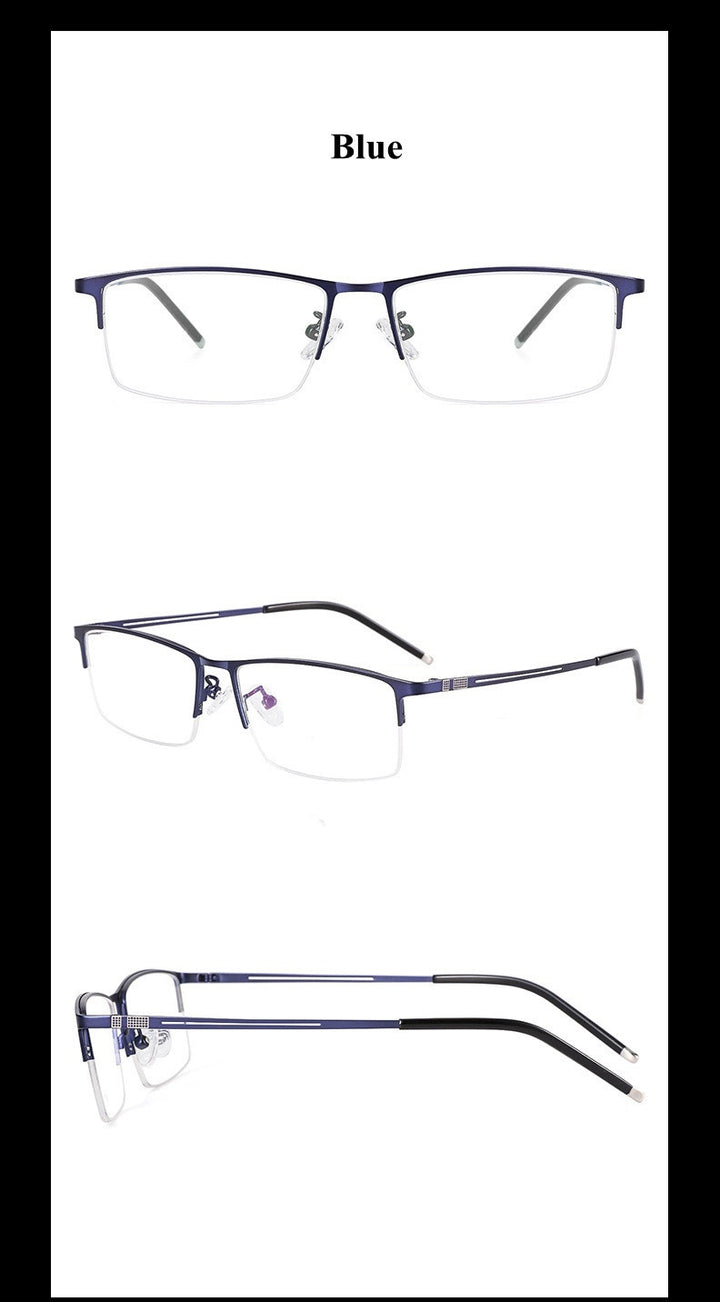 Chashma Ochki Mens Semi Rim Square Alloy Eyeglasses 9070 — view 5 | Chashma Ochki at FuzWeb